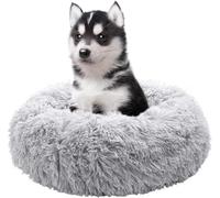 Fur & Bone 50 Cm Washable Plush Donut Dog Bed With Waterproof Non-Slip Base - Grey