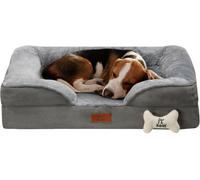 Fur & Bone Orthopedic Dog Bed - Medium, 70X58X18Cm - Sofa Style Mattress With Removable Plush Velvet Cover & Non-Skid Base