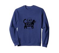 Fur-bulous Cat Parent: Feline Lover's Quirky Sweatshirt, Adult Unisex, Navy, XL