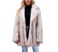 Fur Coat for Women luxe Faux Fur Long Coat Jacket Cardigan Ladies Warm Artificial Fleece Lined Jackets Winter Fashion Casual Solid Lapel Neck Thick Outerwear Fluffy Fuzzy Overcoat