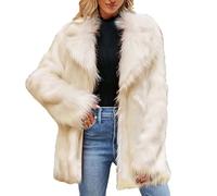Fur Coat for Women luxe Faux Fur Long Coat Jacket Cardigan Ladies Warm Artificial Fleece Lined Jackets Winter Fashion Casual Solid Lapel Neck Thick Outerwear Fluffy Fuzzy Overcoat