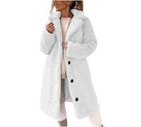 Fur Coat for Women UK Sherpa Fleece Faux Fur Jacket Womens Warm Teddy Bear Coats Oversized Thermal Plush Fluffy Cardigan Double-Sided Fleece Trench Coat Ladies Winter Essential Mid Length Overcoat