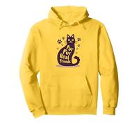 Fur Fur Real Friends Cat Paw Print Pet Lover Pullover Hoodie, Adult Unisex, Lemon, XL