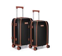 FUR JADEN The Wayfarer Polycarbonate Travel Luggage Suitcase with 8 StealthTech Silent Shock Absorbing Wheels, TSA Lock & Aviation Grade Telescopic Trolley, Stark Black, Cabin + Medium, Hardside