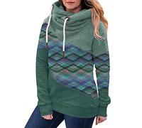 Fur Lined Hoodie Women Ladies Oversized Sweatshirts Jumpers Graduation Gifts for Her Trendy Ladies Long Sleeved Top Stitching Printed Hooded Sweater Tops Warehouse Clearance Bargains Sale Green