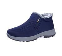 Fur Lined Winter Boots for Women - Orthopedic Boots Waterproof Snow Boot Warm Booties Slip On Ankle Boot Wide Fit Walking Shoes Non Slip Booties Elegant Womens Shoes Hiking Trekking Trainers Blue