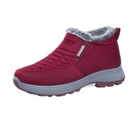 Fur Lined Winter Boots for Women - Orthopedic Boots Waterproof Snow Boot Warm Booties Slip On Ankle Boot Wide Fit Walking Shoes Non Slip Booties Elegant Womens Shoes Hiking Trekking Trainers Red