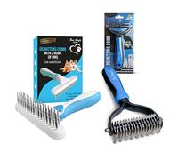 Fur Magic Dematting Comb & Dematting Rake for Dogs Cats - Pet Deshedding Tools for Removing Loose Undercoat, Knots, Mats - Skin-Friendly and Safe Dog Brushes for Grooming