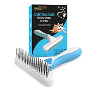 Fur Magic Dematting Comb for Dogs - Undercoat Brush for Dog Grooming - Double Row Stainless Steel Pins Dog Brushes for Shedding - Skin-Friendly and Safe Deshedding Tool for Dogs