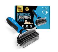 Fur Magic Deshedding and Dematting Comb Double Sided Undercoat Rake Pet Grooming Brush Removing Mats, Knots & Tangles for Dogs and Cats with Long and Medium Hair, Blue