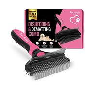 Fur Magic Deshedding and Dematting Comb Double Sided Undercoat Rake Pet Grooming Brush Removing Mats, Knots & Tangles for Dogs and Cats with Long and Medium Hair, Pink
