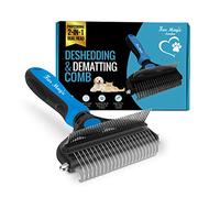 Fur Magic Deshedding & Dematting Comb, Grooming Brush 2-in-1 Undercoat Rake