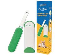 Fur Magic Pet Hair Remover Lint Brush, Self-Cleaning Base, Dogs & Cats Fur | Green, reusable, double-sided, removes fluff and lint from clothes, furniture, sofas, carpets, upholstery, stairs & car seats
