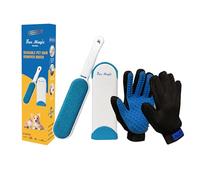 Fur Magic Reusable Pet Fur Remover Brush for Dogs Cats Remove Hair from Furniture Clothes Sofa + Pair of Grooming Gloves