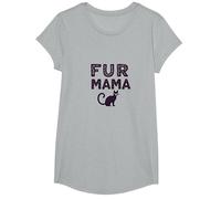 Fur Mama: Proud Cat Owner Celebration T-Shirt, Girls, Heather Grey, Small