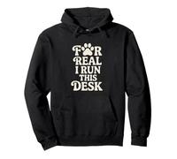 Fur Real I Run This Desk Funny Veterinary Receptionist Pullover Hoodie