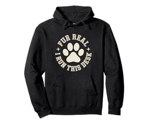 Fur Real I Run This Desk Funny Veterinary Receptionist Pullover Hoodie