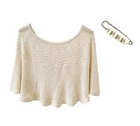 Fur Shawl Women's Short Cut Pullover Tops Laides Summer Beach Poncho Boho Hollow Out Crochet Shawls Mesh Knitted Wedding Capes Sun Proof Shawl Dress Cover Ups with Pearl Pin