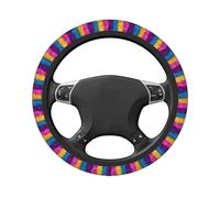 Fur Stripes In Cyan Magenta Lemon Yellow Car Stretch Steering Wheel Cover Universal 15 Inch,Anti-Slip Steering Wheel Covers, Breathable For Suvs Trucks