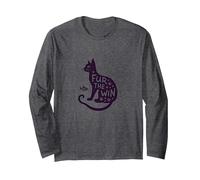 Fur The Win: Playful Cat Silhouette with Paw Long Sleeve T-Shirt, Adult Unisex, Dark Heather Grey, XL