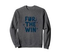 Fur the Win: Playful Pet Lover Typography with Paw Sweatshirt, Adult Unisex, Dark Heather Grey, S