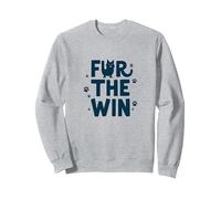 Fur the Win: Playful Pet Lover Typography with Paw Sweatshirt, Adult Unisex, Heather Grey, XL