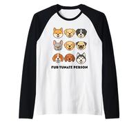 Fur-tunate Person Cute Cartoon Dog Faces Funny Puppy Lovers, Raglan Baseball Tee
