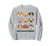 Fur-tunate Person Cute Cartoon Dog Faces Funny Puppy Lovers, Sweatshirt