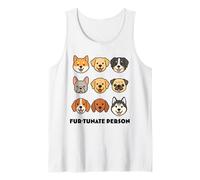 Fur-tunate Person Cute Cartoon Dog Faces Funny Puppy Lovers, Tank Top