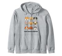 Fur-tunate Person Cute Cartoon Dog Faces Funny Puppy Lovers, Zip Hoodie