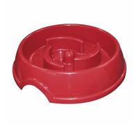 Furacão Pet Slow Feeder Dog Bowl - Anti-Gulping Design for Fast Eaters - Durable Non-Toxic Plastic - Promotes Healthy Digestion. (RED)