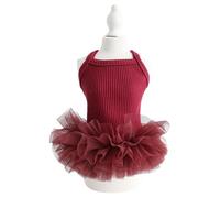 Furbabycare Elegant Princess Dress Tutu Queen Style with Bowknot for Small, Extra Small Dog Teddy, Pug, Chihuahua, Shih Tzu, Yorkshire Terriers A-WineRed S