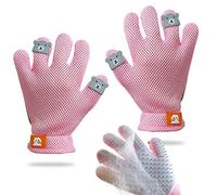 FURBB Pet Grooming Glove 2pack Cat Dog Gentle Deshedding Brush Glove - Efficient Pet Hair Remover Massage Mitt - Enhanced Five Finger Design Perfect for Long Short Fur (Pink 2Pack)