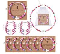 Furbeko 12 Set Cross Bracelet Christian Graduation Gifts for Her Girls Religious Jesus Baptism Gifts Cross Necklace for Women Birthday Catholic First Communion Birthday Confirmation Trendy Stuff