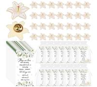 Furbeko 30 Sets Funeral Favors for Guests Lily Memorial Pins Bulk Celebration of Life Flowers Lapel Pins Organza Bags Prayer Poem Cards for Mourning Remembrance Day Loss of Loved One Pocket Gifts