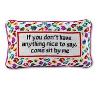 FURBISH Needlepoint Decorative Throw Pillow - Come Sit by Me - 9" x 15" - Small Embroidered Accent Pillow for Bed, Chair, Couch, Sofa - Aesthetic Room Decor