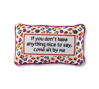 FURBISH Needlepoint Decorative Throw Pillow - Come Sit by Me - 9" x 15" - Small Embroidered Accent Pillow for Bed, Chair, Couch, Sofa - Eclectic Home Decor