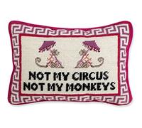 FURBISH Needlepoint Decorative Throw Pillow - Not My Circus Not My Monkeys, Small Embroidered Accent Pillow for Bed, Chair, Couch, Sofa, Aesthetic Room Decor, 10" x 14"