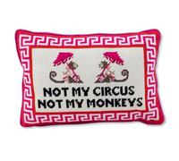 FURBISH Needlepoint Decorative Throw Pillow - Not My Circus Not My Monkeys, Small Embroidered Accent Pillow for Bed, Chair, Couch, Sofa, Eclectic Home Decor, 10" x 14"