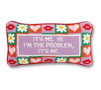 FURBISH Handmade Needlepoint Decorative Throw Pillow, Song Lyrics, Small Embroidered Accent Pillow for Bed, Chair, Couch, Sofa, Aesthetic Room Decor (It's Me)