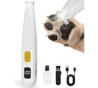 FURBONA Upgraded Dog Paw Trimmer with Digital LED Display & Enhanced Lighting - Cordless 18mm Blade Clippers, 2-Speed, 35dB Low Noise, USB-C Rechargeable, for Grooming Paws, Ears, Face, Rump