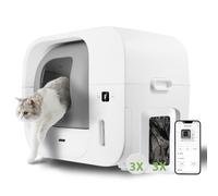 Furbulous True Odor-Free Automatic Self-Cleaning Cat Litter Box, Extra Large for 3-22 lbs Cats, Smart APP Control, Self-Pack & Refill System, 3 Waste Bags Included, Upgraded Model - White