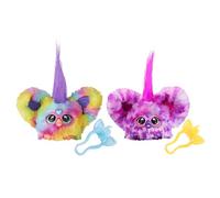 Furby Furblets 2-Pack Mini Friends Ray-Vee & Hip-Bop 45+ Sounds Each Music & Furbish Phrases Electronic Plush Toys for Girls Boys 6 Years & Up, Rainbow & Pink/Purple