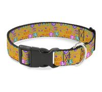 Furby Plastic Clip Dog Collar | Furby Furbmoji and Furbish Phrases Icons Orange Pink Purple Durable Adjustable ID Tag Ring Side Release