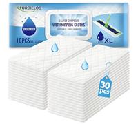 FURCIELOS 30 Count Heavy Duty Wet Mopping Cloths Refill Compatible with Swiffer Sweeper XL Mop, Disposable Wet Pads Refill X-Large Size for Multi-Surface Floor Cleaning, Unscented