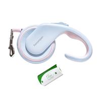 Furcompan Retractable Dog 16FT, Stylish Macaron Blue Pink Tangle-Free Nylon Walking Leash, One Button Lock Ergonomic Anti-Slip Handle for Small Medium Dogs