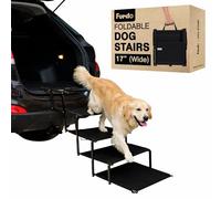 FURDO Dog Stairs for Large Dogs, for Medium Dogs, Foldable Dog Ramp for Car & SUV, Steps for Bed, Wide Non-Slip Pet Steps for Car Side Door, Truck & High Beds, Portable & Adjustable - 17" Wide