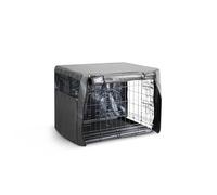 FurDreams 30in Dog Cage Crate Cover - Pet Windproof Cage Cover with 2 Doors (Front & Side) with Breathable Air Mesh - Heavy Duty Box Perfect for Puppy Training (M)