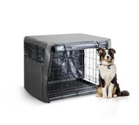 Furdreams 36 Inch Dog Crate Polyester Cover 93X59X66 Cm Pvc Coating, Two Rolling Doors & Breathable Mesh Windows (Large)