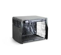 FurDreams 36in Dog Cage Crate Cover - Pet Windproof Cage Cover with 2 Doors (Front & Side) with Breathable Air Mesh - Heavy Duty Box Perfect for Puppy Training (L)